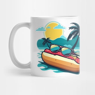 Hotdog at the beach sun, summer design Mug